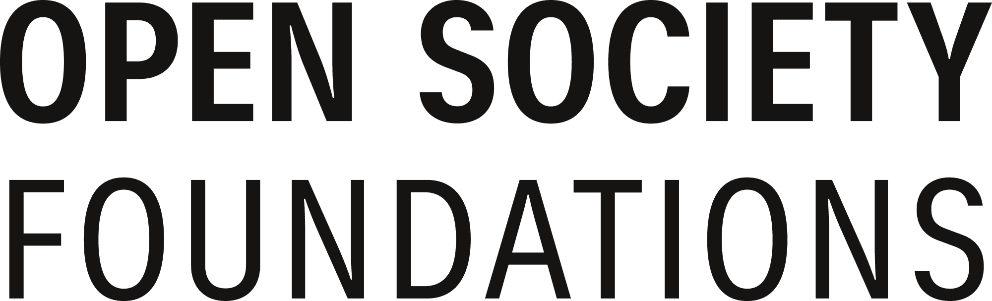 A black logo for Open Society Foundations.