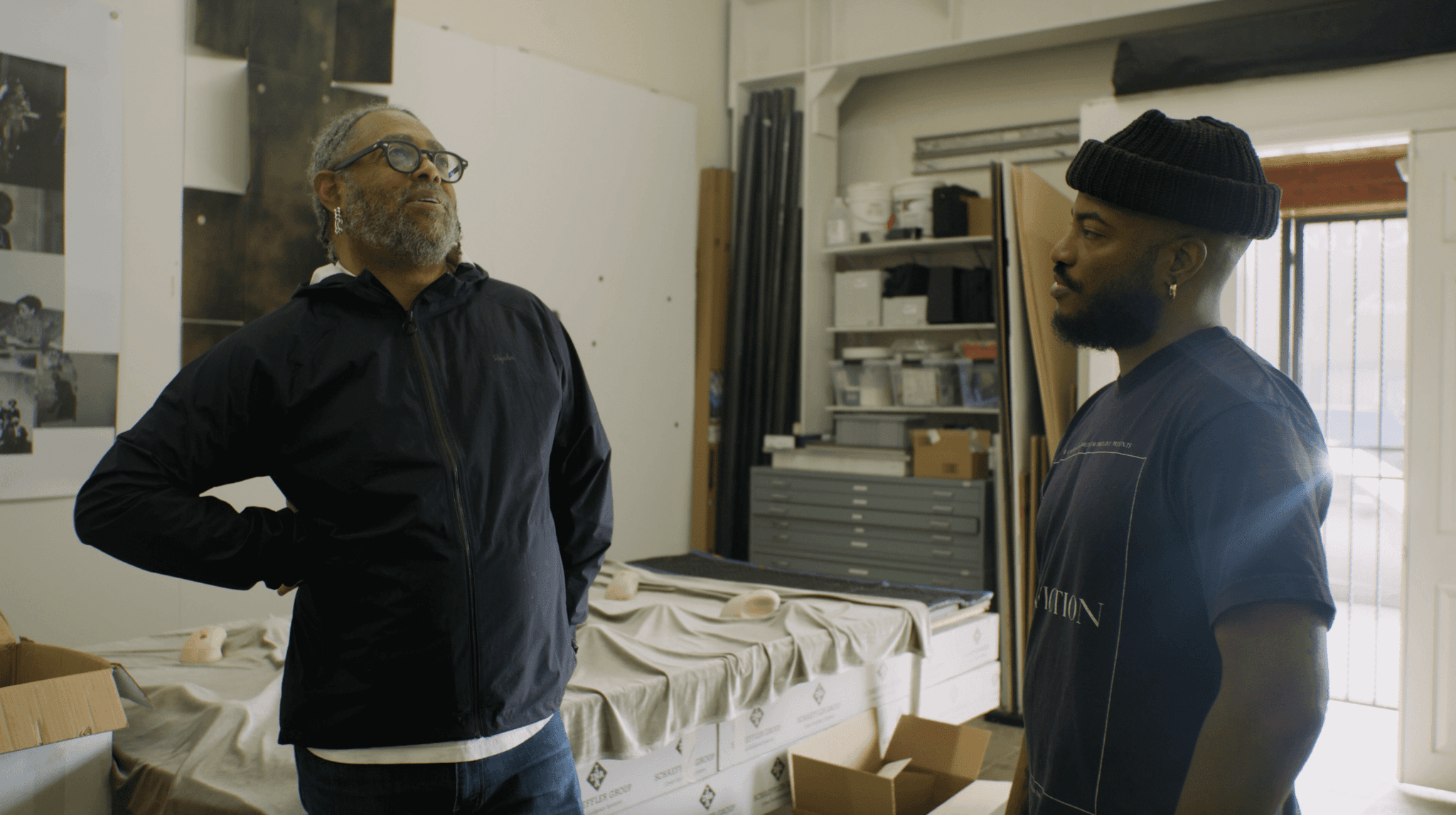 Arthur Jafa and Darol Olu Kae talk about AJ's career in his LA studio.